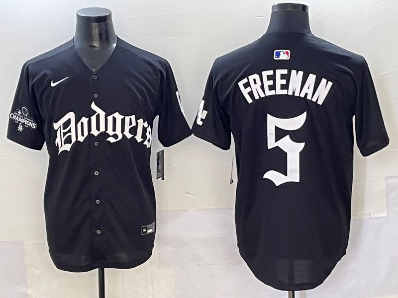 Men 2025 Los Angeles Dodgers #5 Freeman Black Seventh generation Joint Name Nike MLB Jersey style 2->los angeles dodgers->MLB Jersey